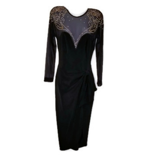 Tadashi Shoji for Cache Sarong formal black Vintage dress